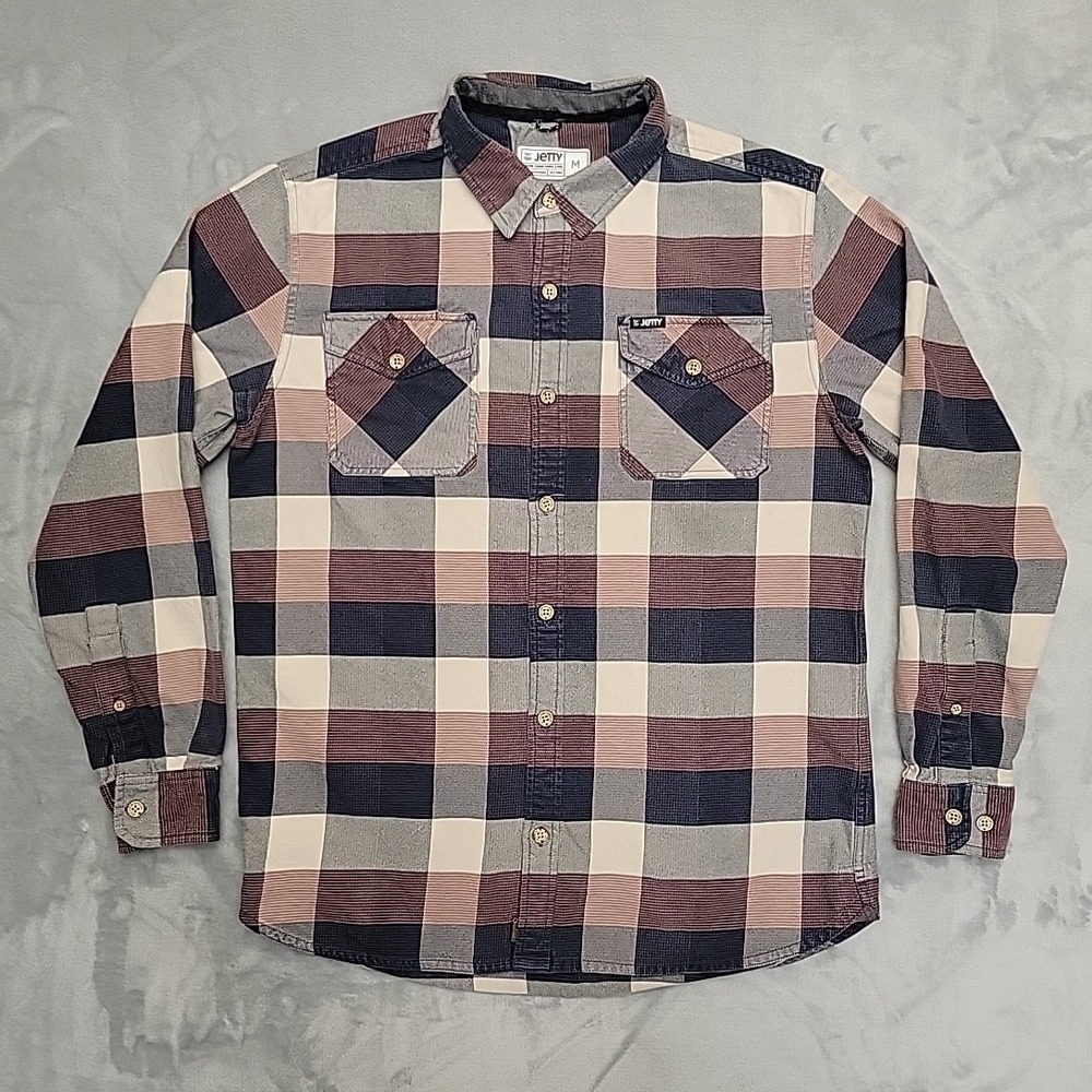 Jetty Shirt Mens Medium Multicolor Plaid  Flannel Surf Skate Outdoor Casual READ
